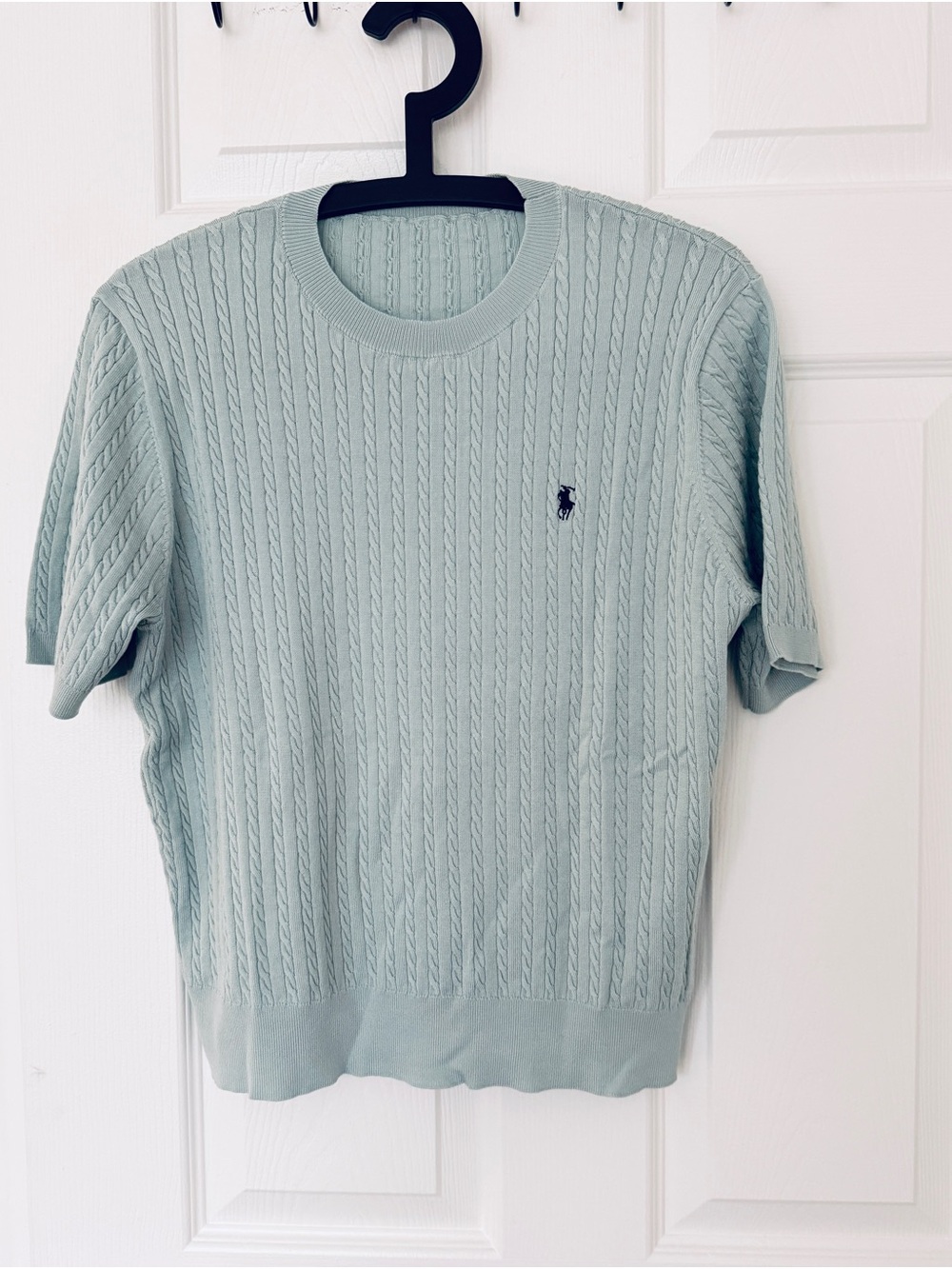 Polo by Ralph Lauren Light Mint Cable-Knit Short-Sleeve Crewneck(OEM)